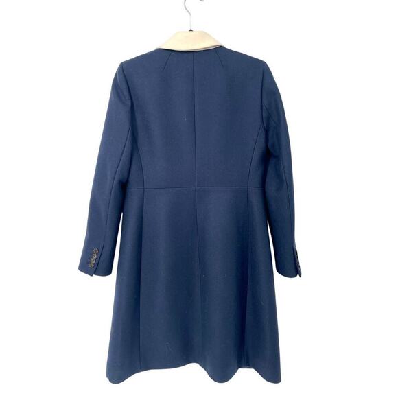 J. Crew Navy Blue Topcoat with White Contrast Lapel in Double Serge Wool size 2 - Picture 9 of 13